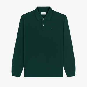 Green Long-Sleeve Crest Piqué Polo