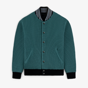 Blue Reversible Knit Bomber Jacket